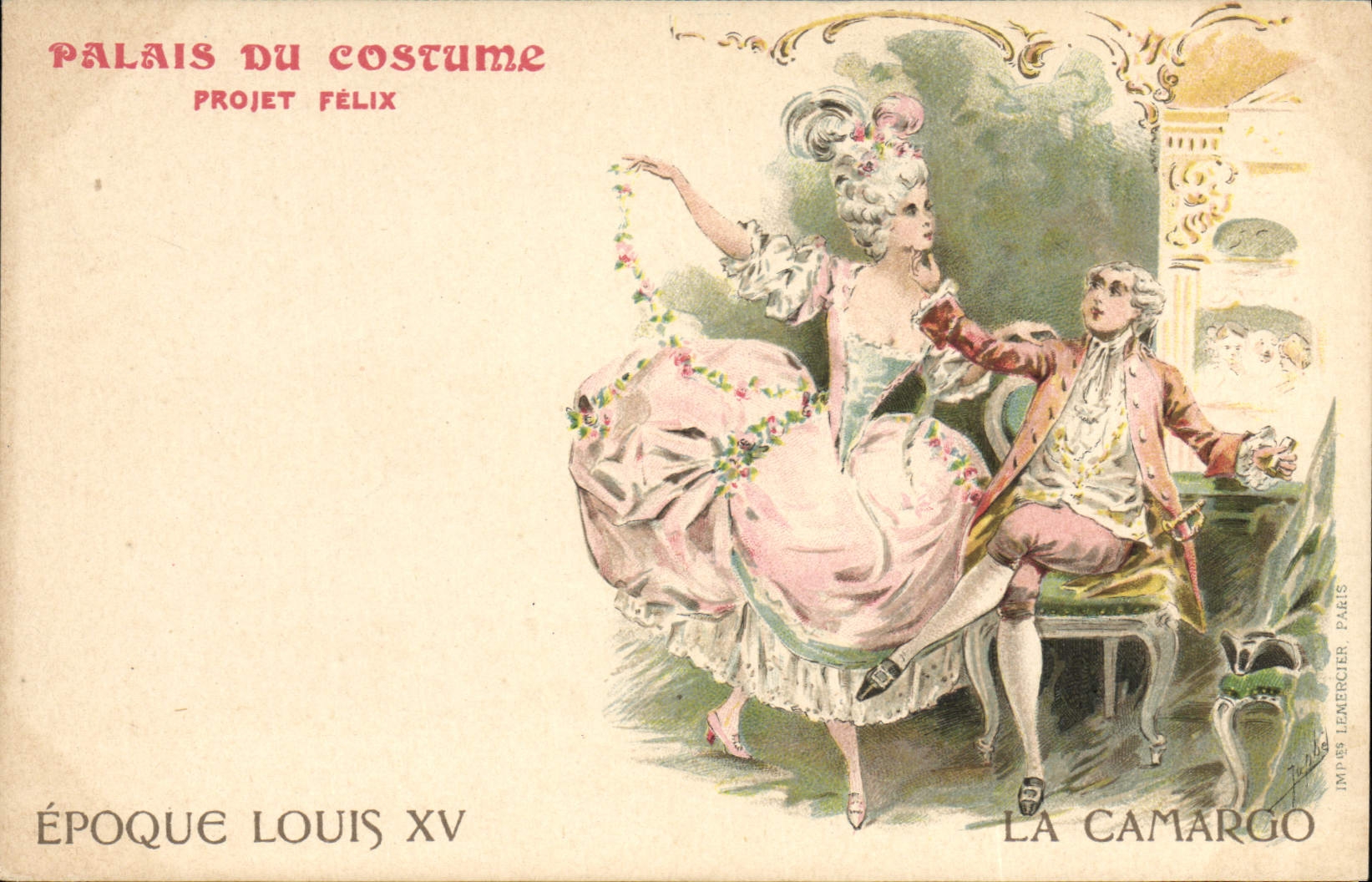CPA Illustrateur Palais du Costume Projet Felix Le Camargo Epoque Louis XV