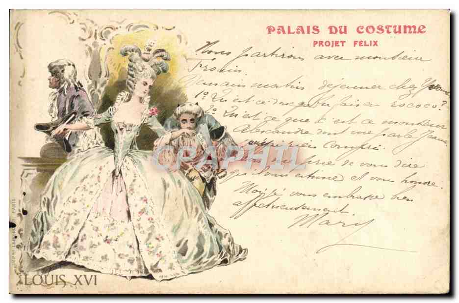 CPA Illustrateur Palais du Costume Projet Felix louis XVI