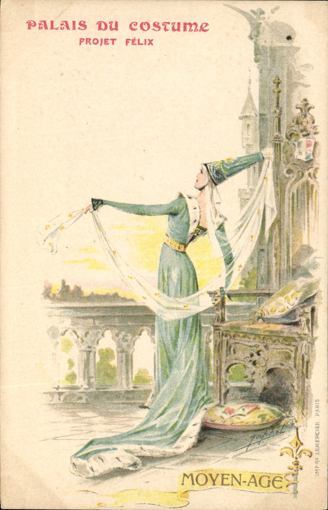 CPA Illustrateur Palais du Costume Projet Felix Moyen Age Fee