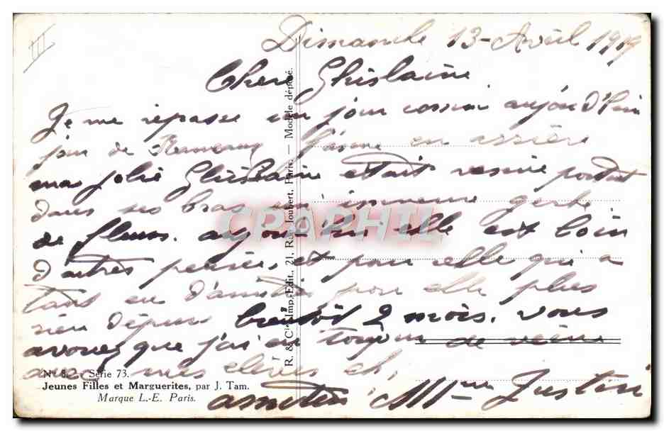 Jeunes Filles et Marguerites — Série 73 — R. & C. Lampe, Édit. — Paris — Verso