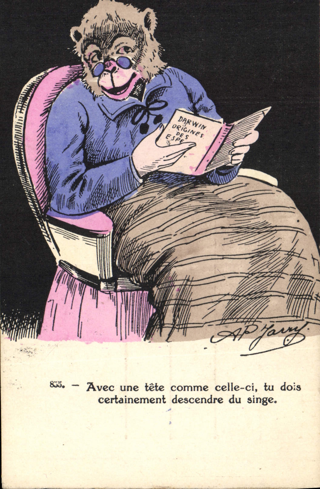 CPA Illustrateur Jarry Darwin Singe