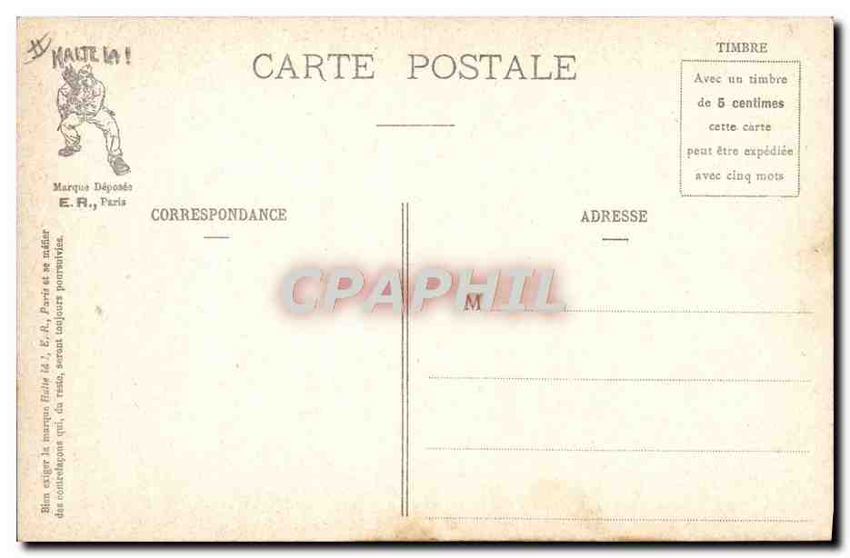 Scènes militaires — Ballade de nuit — E.R., Paris, Modèle déposé n° 14877 — Reverso