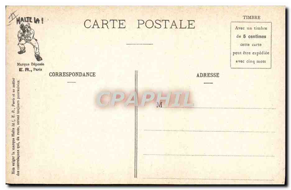 Scènes Militaires — E.R., Paris — Modèle déposé N° 15351 — Reverso