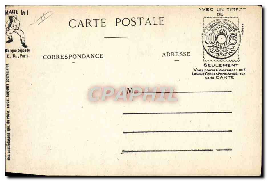 Atterrissage Ventarrièr — dessin humoristique — E.R., Paris — Reverso