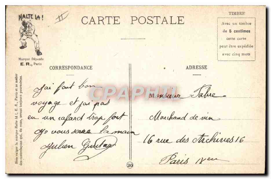 Avant l'inspection — Scènes militaires — E.R., Paris, Modèle déposé N° 15351 — Reverso