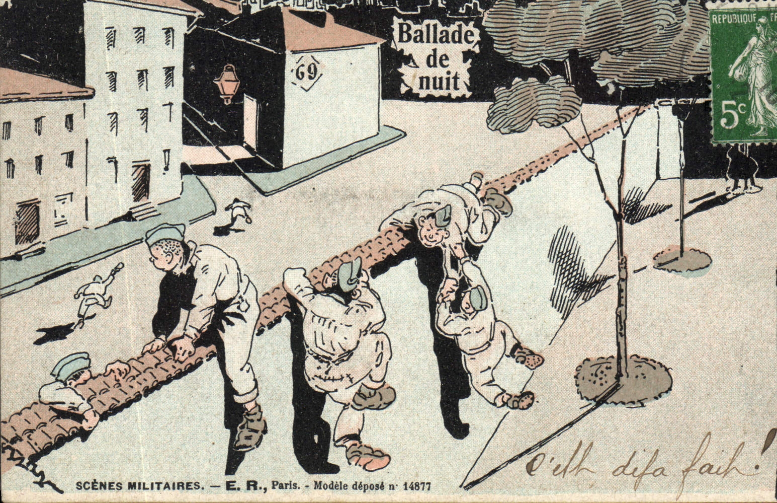 Ballade de nuit — Scènes militaires — E.R., Paris — Modèle déposé n° 14877