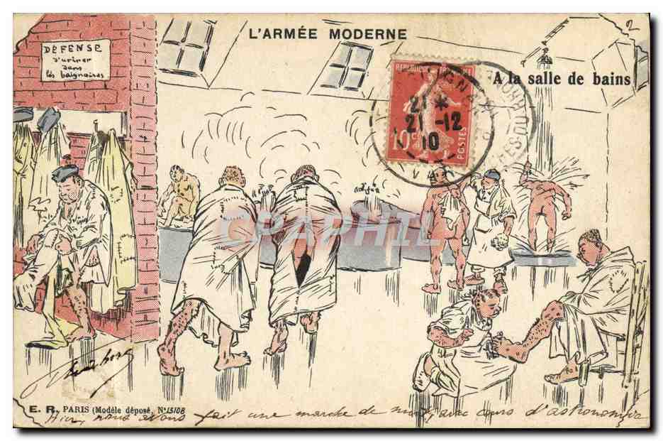 L'ARMÉE MODERNE — A la salle de bains — E.R. Paris, N°1508