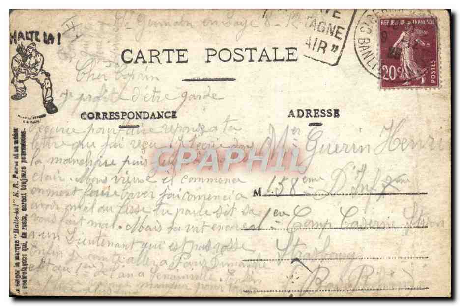 Le Commandant remplacé — La Vie Militaire — E. R. Paris, Modèle déposé n° 14877 — Verso