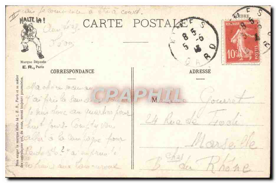 Scènes militaires — Un rêve mouillé — E. R., Paris, Modèle déposé n° 15331 — Reverso