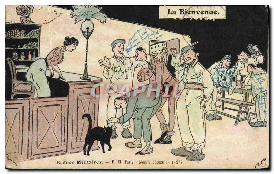 La Bienvenue — Scènes Militaires — E.R. Paris — Modèle déposé n° 14877
