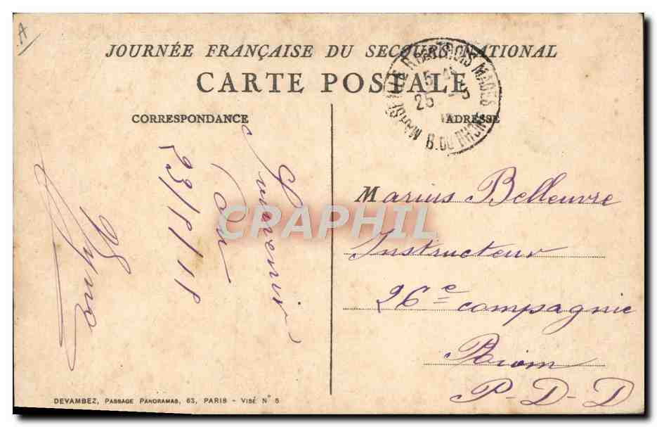 CPA Militaria Secours National — Rückseite