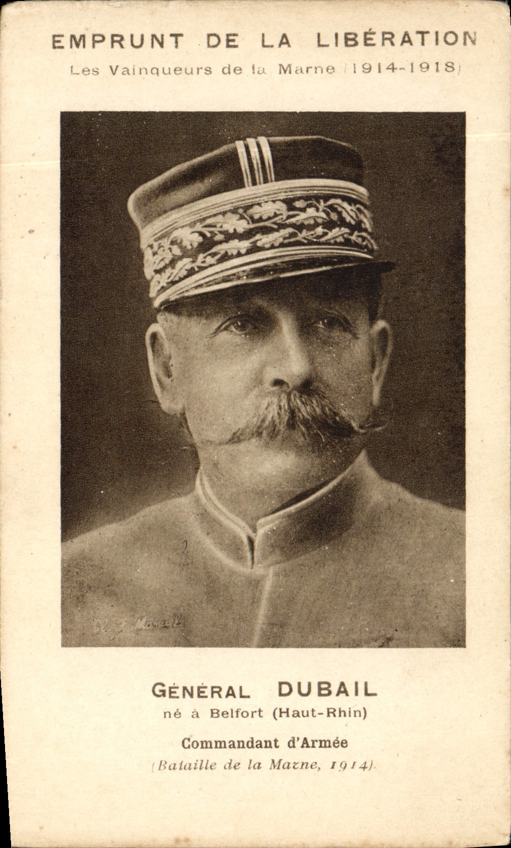 CPA Militaria Emprunt de la Liberation Vainqueurs de la Marne General Dubail 
