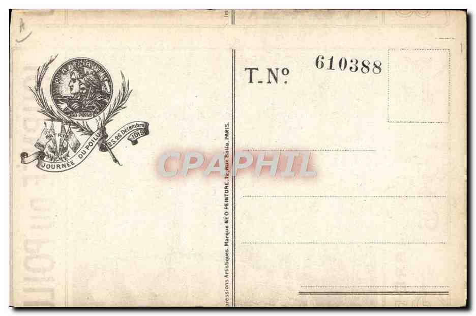 CPA Militaria Journee du poilu Decembre 1915 — Rückseite