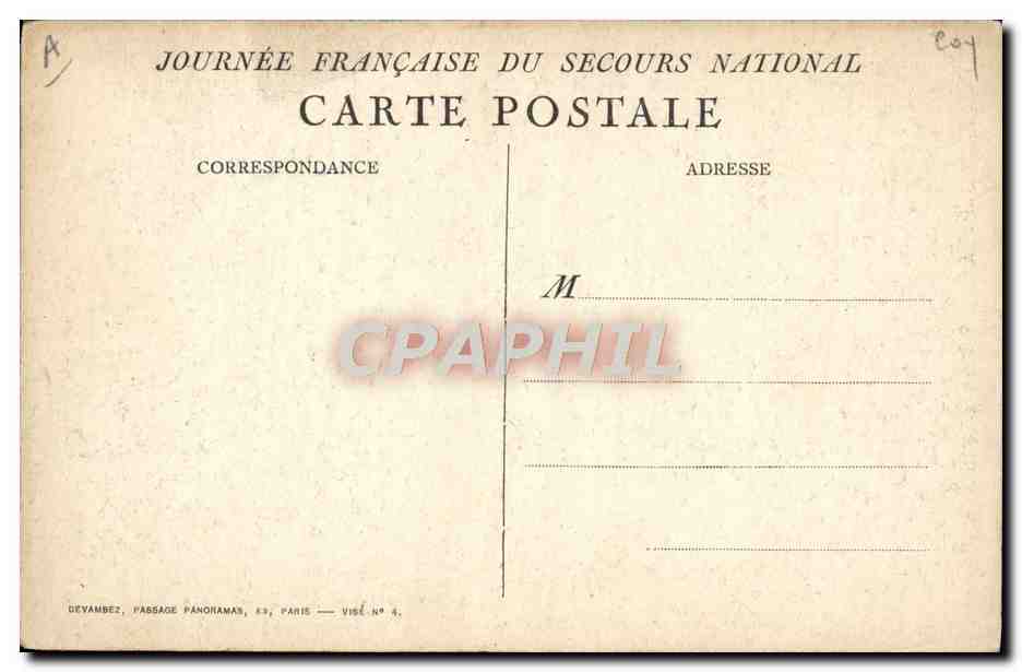 CPA Militaria Secours National Coq Lion Aigle  — Rückseite