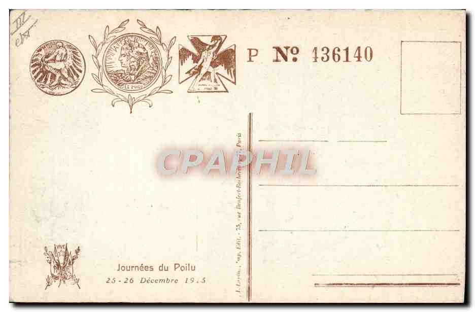 CPA Militaria Journee du poilu Decembre 1915 — Verso