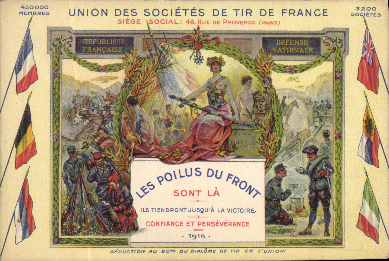 CPA Militaria Union des societes de Tir en France Les poilus au front 