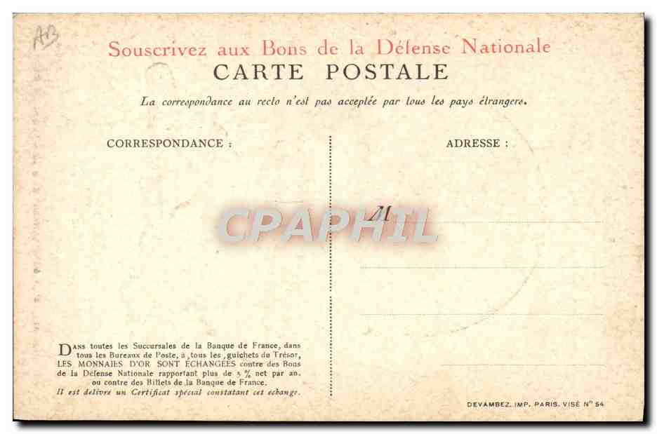 CPA Militaria Versez votre Or Coq Medaille  — Rückseite