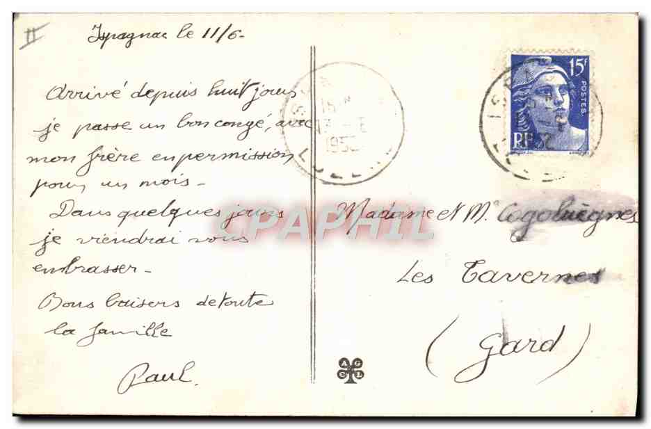 CPA Folklore Auvergne la bourree — Verso