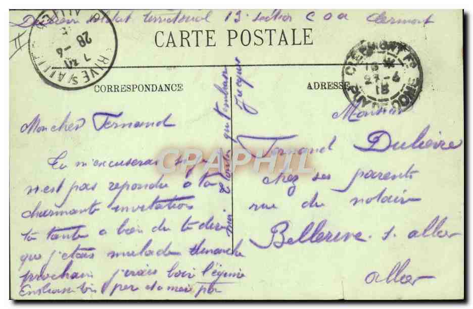 CPA Folklore Auvergne La bourree — Verso