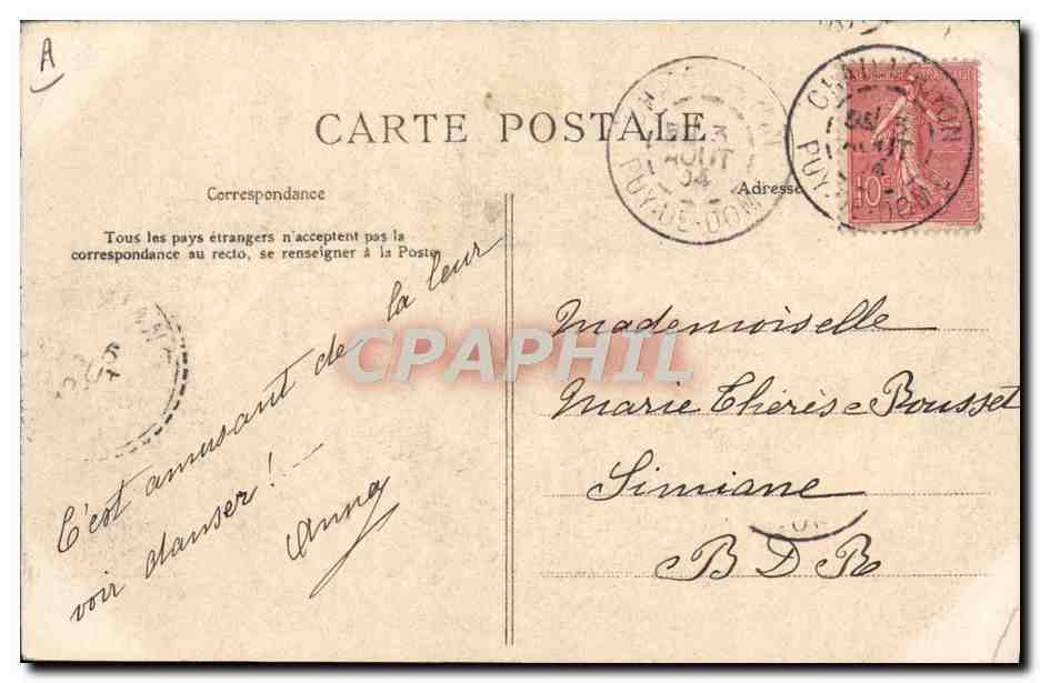 CPA Folklore Auvergne La bourree — Verso