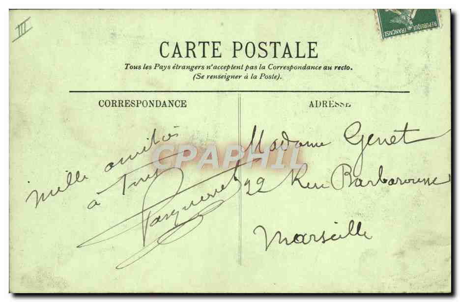 CPA Folklore Auvergne la bourree — Verso