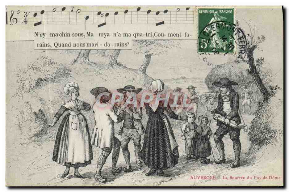 CPA Folklore Auvergne La Bourree du Puy de Dome