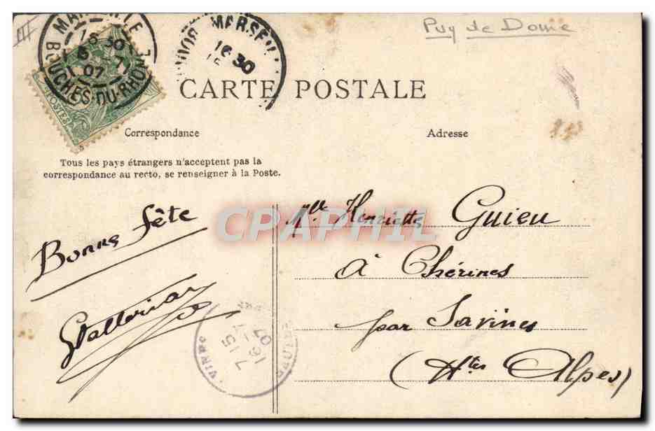 CPA Folklore Auvergne La bourree — Verso
