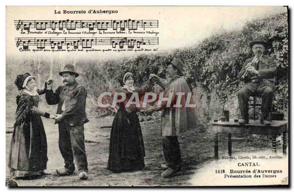 CPA Folklore Auvergne La bourree Cantal
