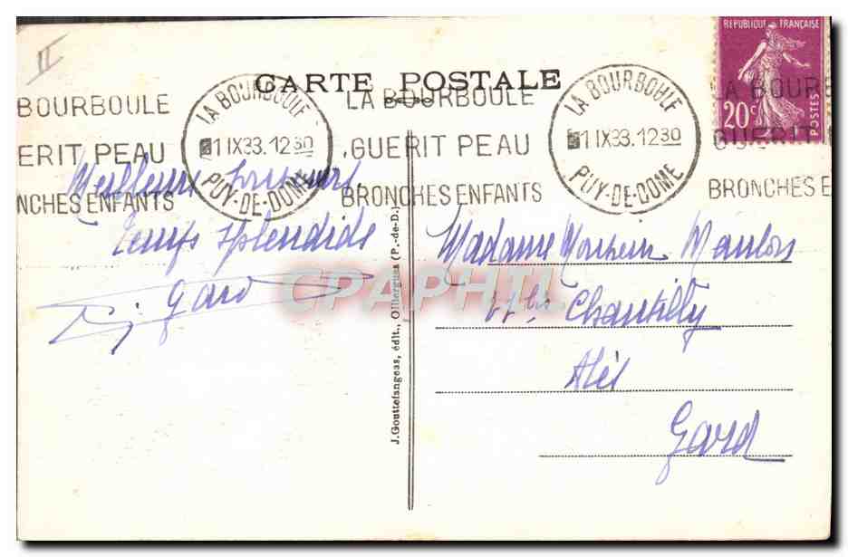 CPA Folklore Auvergne  — Verso