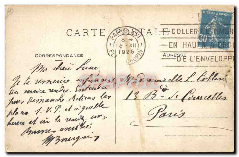 CPA Conseil National des Femmes Francaises Avenue Malakoff Paris — Rückseite