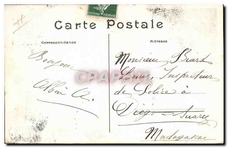 NICE — Souvenir of the Inauguration of the GAMBETTA Statue — publisher V. Robusti, series number not visible — Back