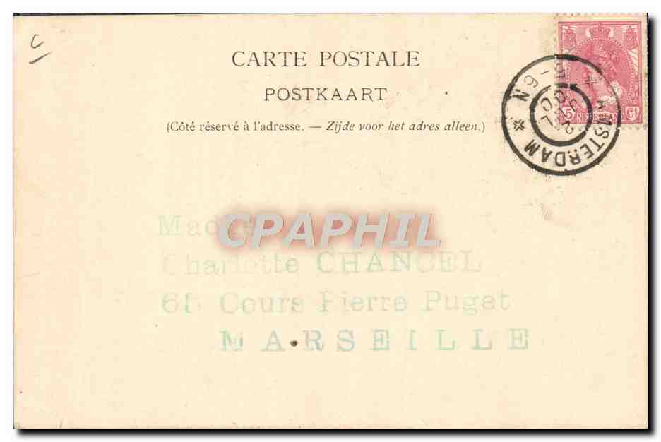 Vintage Postcard Peace Conference The Hague Joan Rahusen Amsterdam principal delegate for the Netherlands Windmill — Back