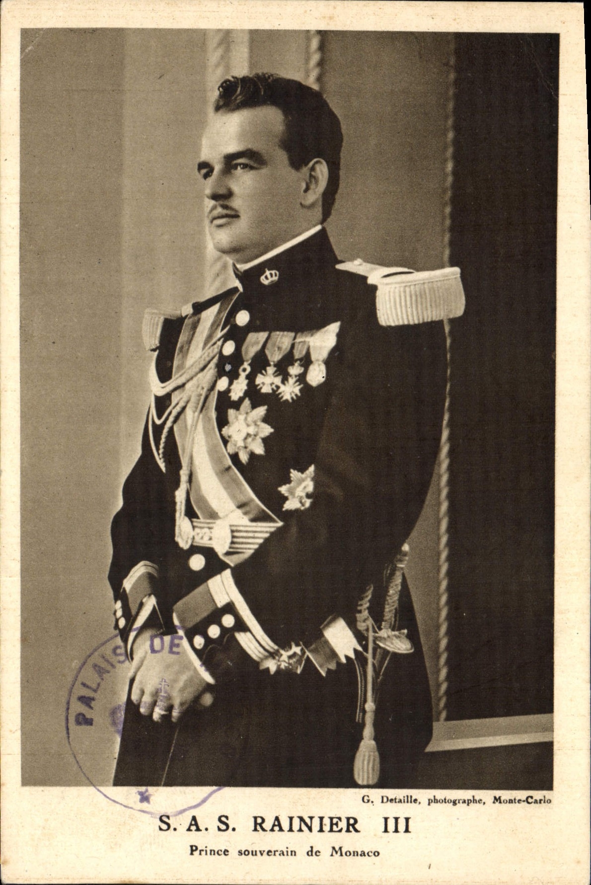 S.A.S. Rainier III — Prince souverain de Monaco — G. Detaillé, photographe, Monte-Carlo