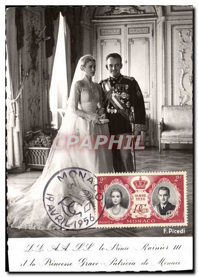 Le Prince Rainier III et la Princesse Grace-Patricia de Monaco — Mariage 19 Avril 1956 — F. Picedi