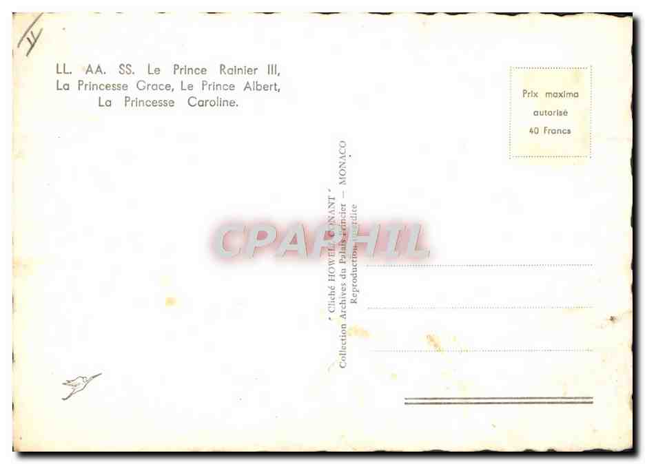 La famille de la princesse Grace — Monaco — Collection HOWILL-NANT — Rückseite