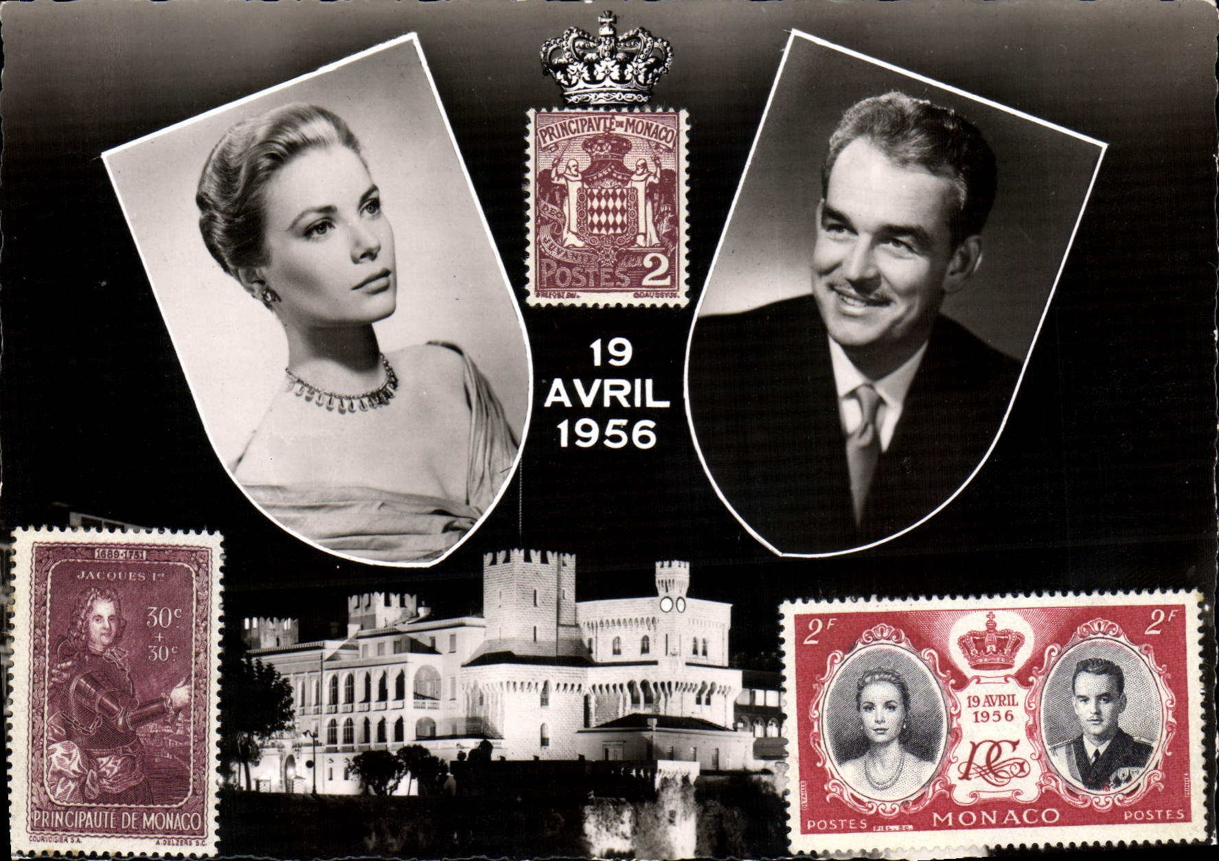 Principauté de Monaco — Mariage de Rainier III et Grace Kelly — éditeur Clichés H. Piccadi et Piccadi
