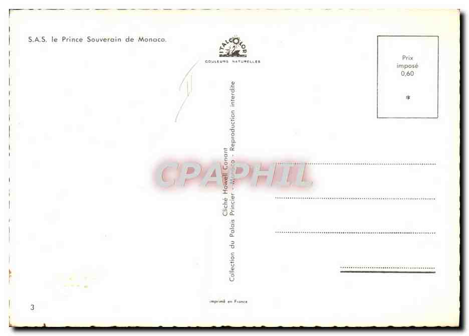 S.A.S. le Prince Souverain de Monaco — Photographie officielle — Cliché Howell Princier, Collection du Palais de Monaco — Achterkant