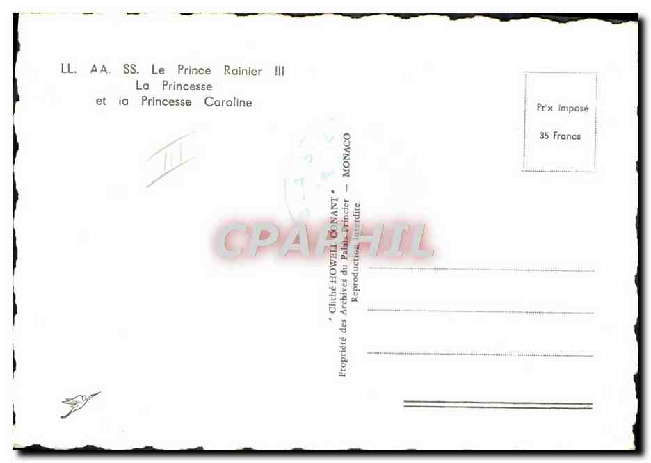 Le Prince Rainier III et la Princesse Caroline — Monaco — Cliché des Archives du Palais Princier — Verso