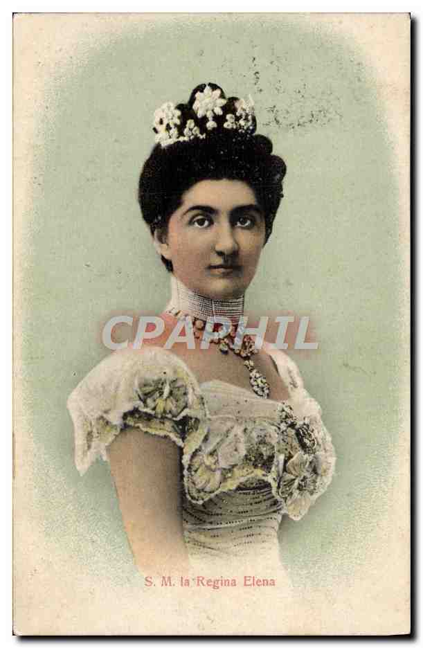S.M. la Regina Elena — portrait en costume royal — éditeur Steller & Co. n° 7108