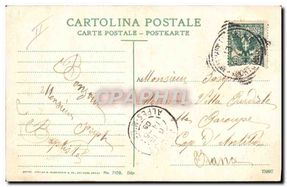S.M. la Regina Elena — portrait en costume royal — éditeur Steller & Co. n° 7108 — Achterkant