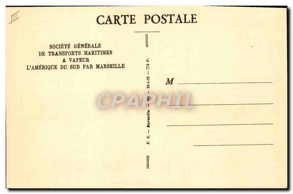 Paquebot "Campana" — S.G.T.M. — Société Générale de Transports Maritimes — Verso