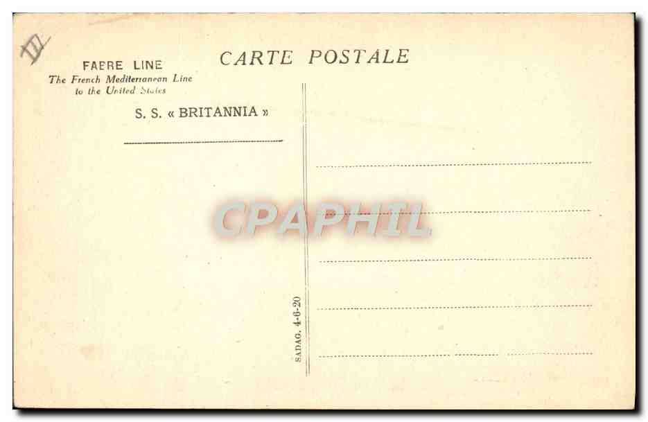 S.S. « BRITANNIA » — navire de la Faëre Line — éditeur SADAG — Reverso