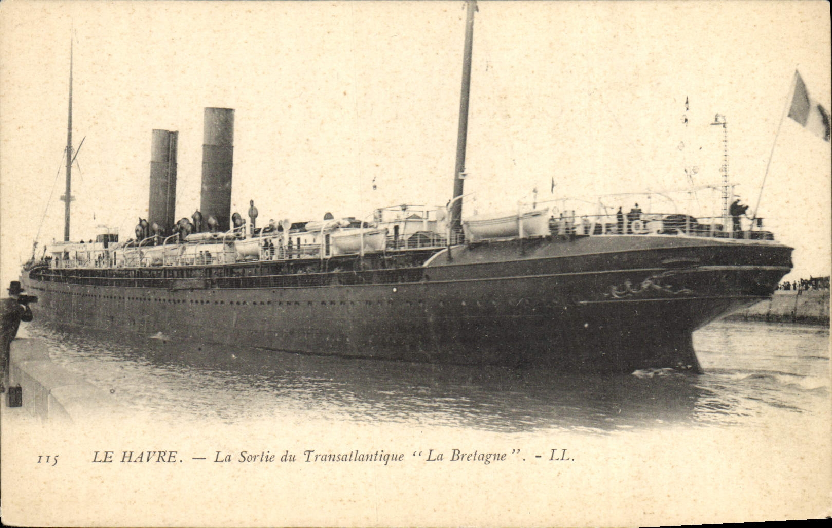 Le Havre — La Salida del transatlántico "La Bretagne" — LL.