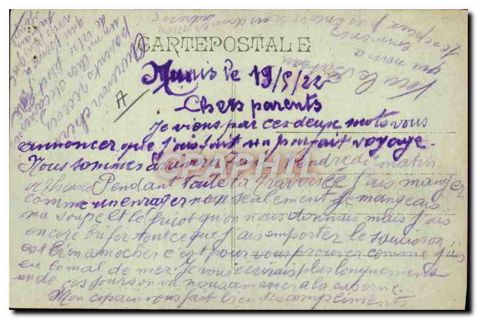 Duc d'Aumale — Paquebot Poste Rapide Français — E. Grinaud Fils, Marseille — Reverso