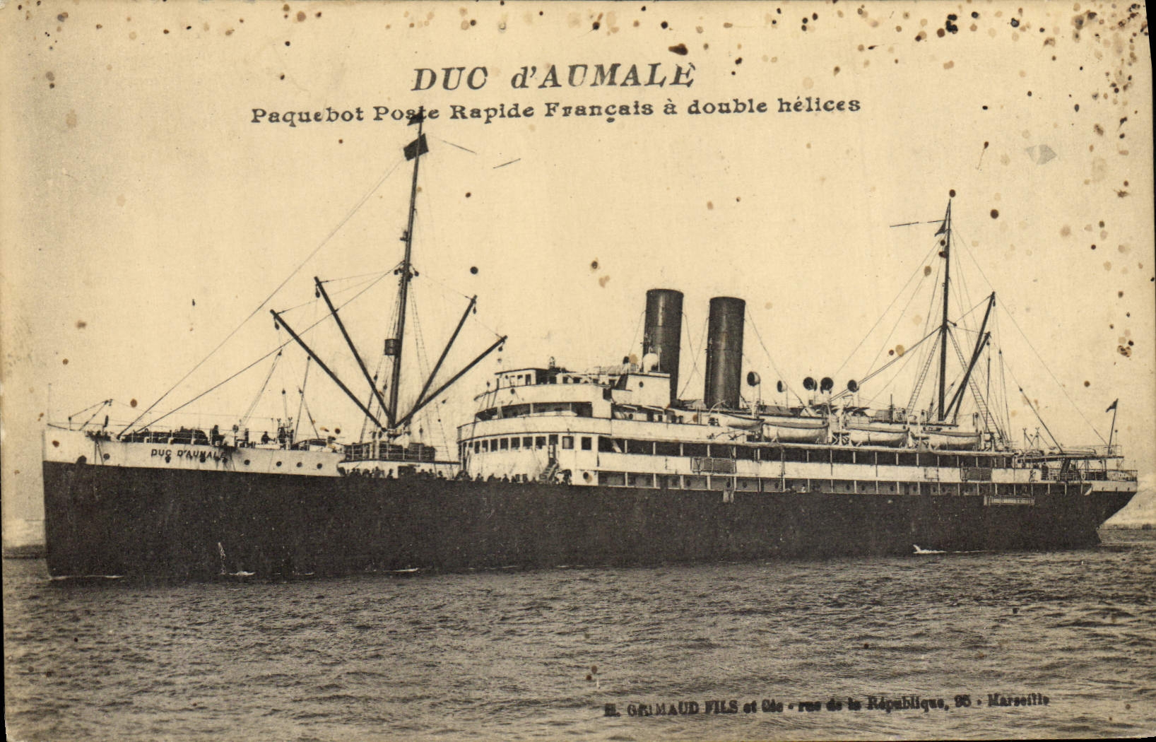 CPA Duc d'Aumale Paquebot Poste Rapide Francais