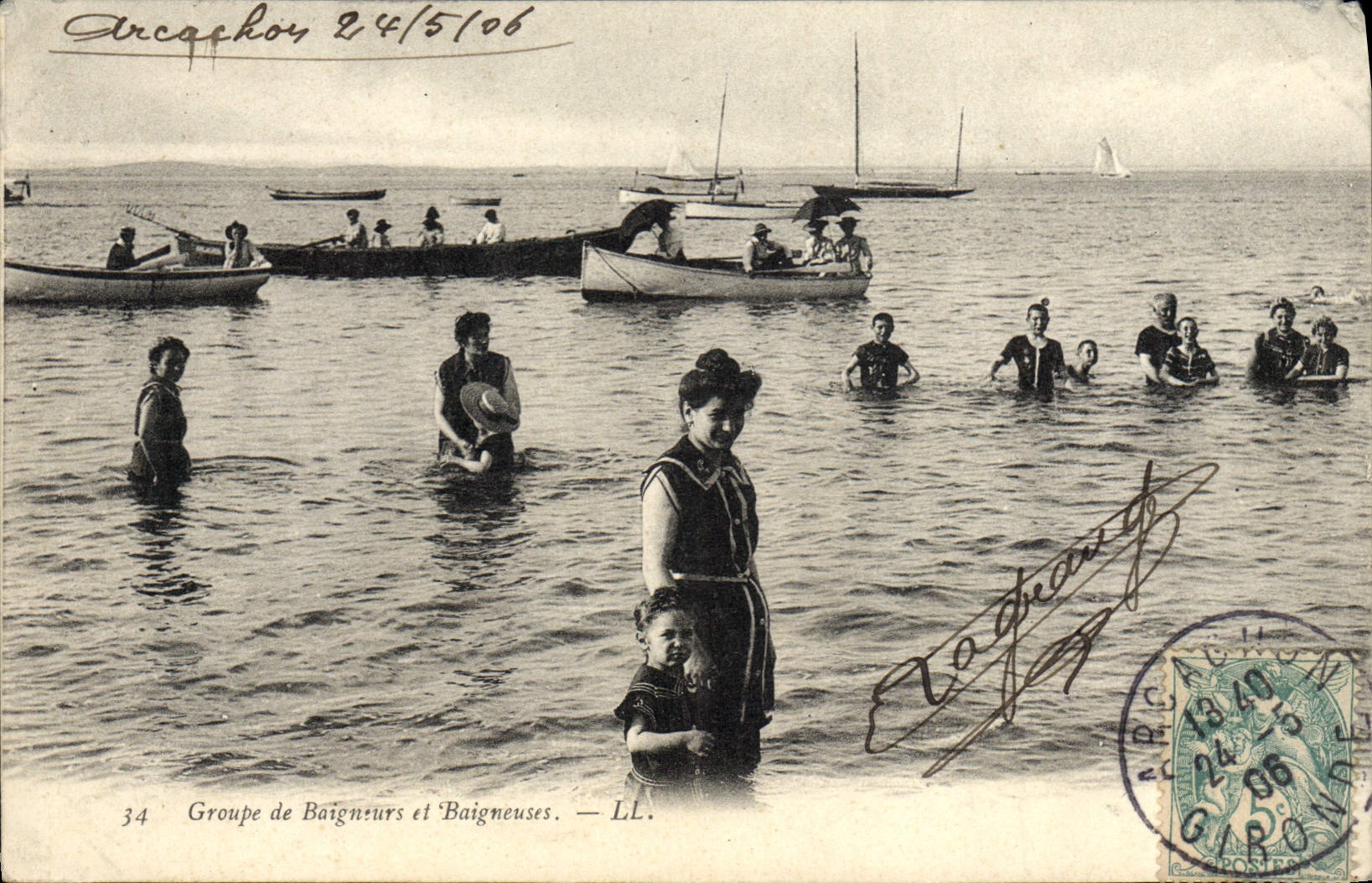 Arcachon — Groupe de Baigneurs et Baigneuses — LL. n°34