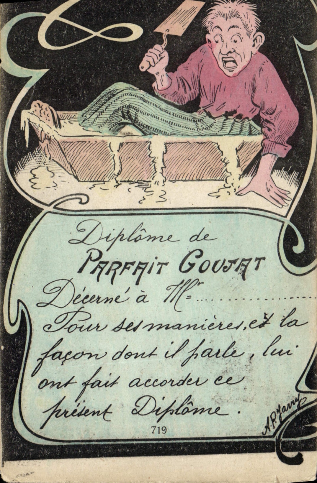 CPA Fantaisie Illustrateur Diplome du parfait Goujat Jarry