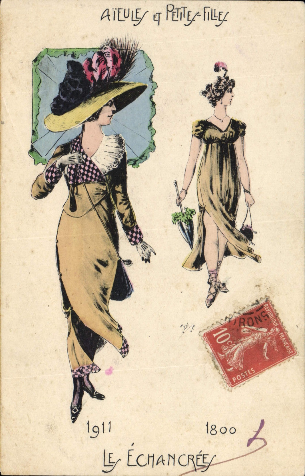 CPA Fantaisie Illustrateur Femmes Aieules et petites filles Les Echancrees