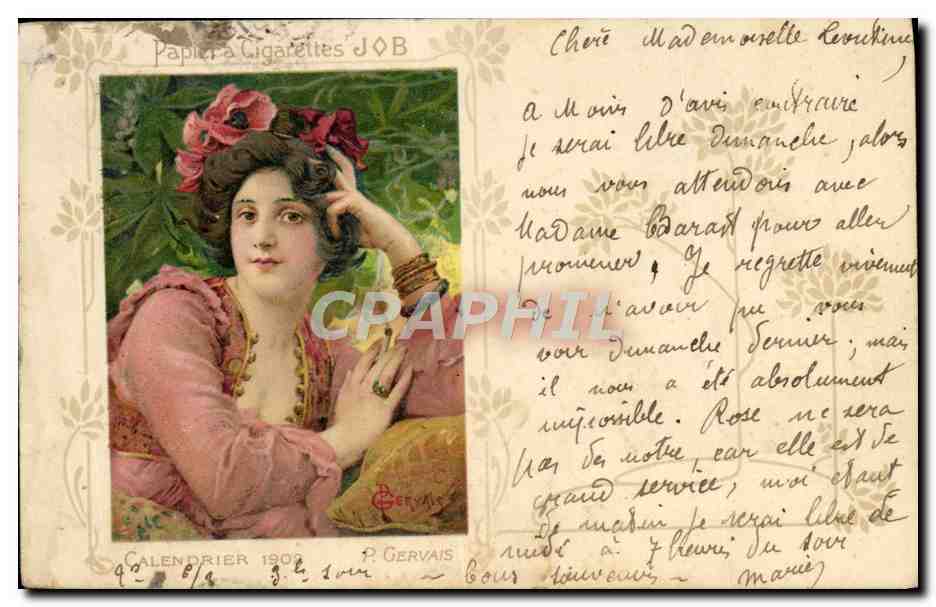 CPA Fantaisie Illustrateur Papier a cigarettes Job Calendrier 1902 Gervais