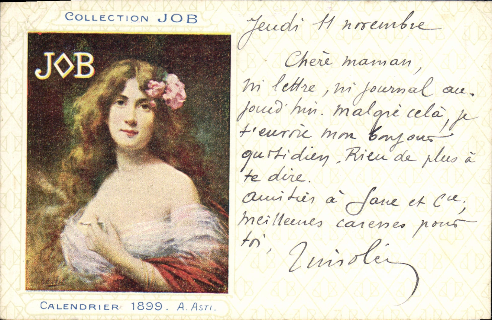 CPA Fantaisie Illustrateur Papier a cigarettes Job Calendrier 1899 A ASti 